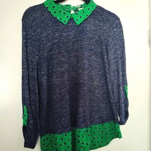 SOLD -Faith and Joy Collared Sweater - Sz Large
